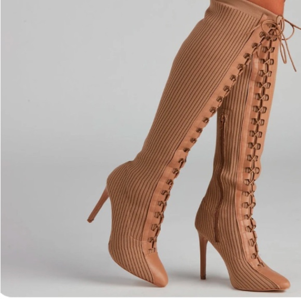 Tan sweater boots size 8.5